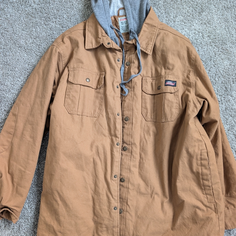 Dickies Tan Quilted Jacket with Gray Hood XL